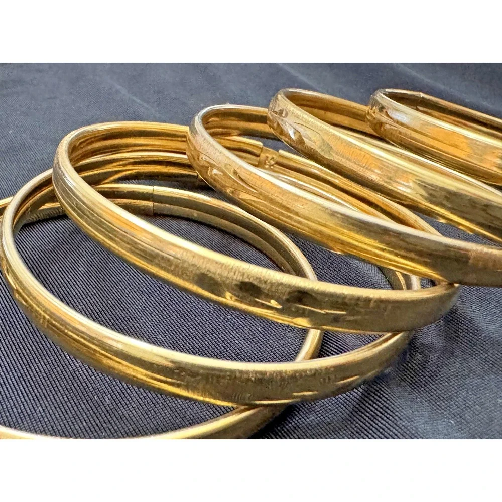 Set of 6 Gold Filled 14K Vintage Kids' Bangle Bracelets: Ages 1 to 5 Years